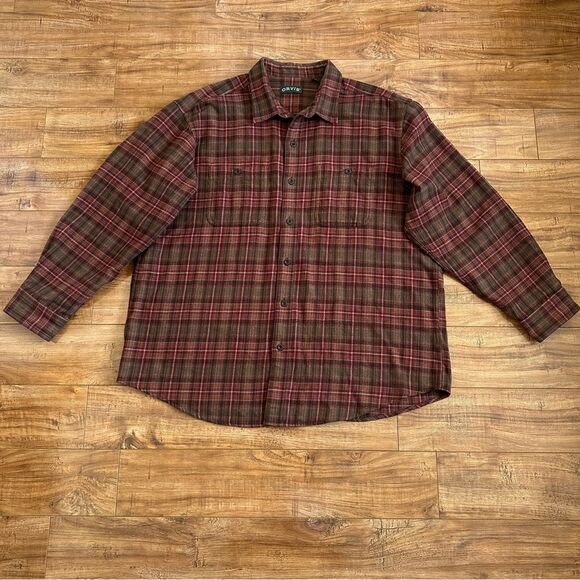 Orvis Perfect Flannel Button Down Shirt Plaid Mens Size XXL Style 1L21 Red Green - Picture 13 of 13